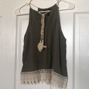 Olive keyhole tank top